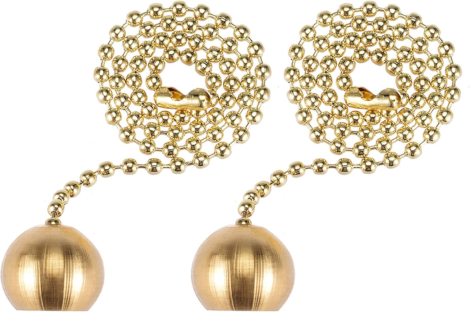 YOKIVE 2 Pcs Ceiling Fan Pull Chain, Chain Decorative Extensions with Brass Ball Lamp Ornaments, Great for Fans, Ceiling Lamp, Home (Golden, 12-Inch)