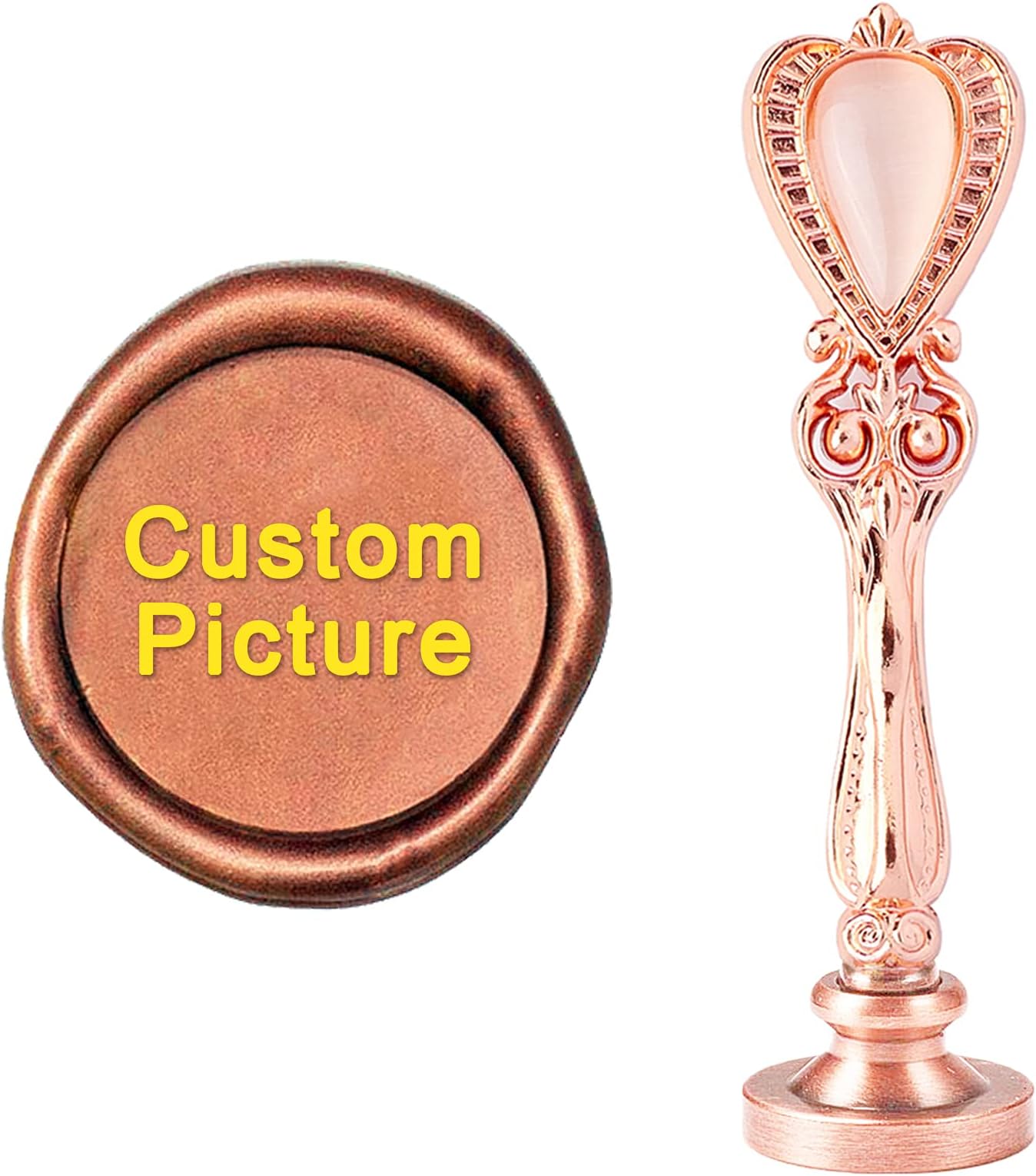 CRASPIRE Custom Wax Seal Stamp Personalized Name Picture Logo Initials Customized Blank Sealing Wax Stamp with Brass Handle for Wedding Invitation Gifts Cards Gift Wine Wrap(Rose Gold-30mm Round)