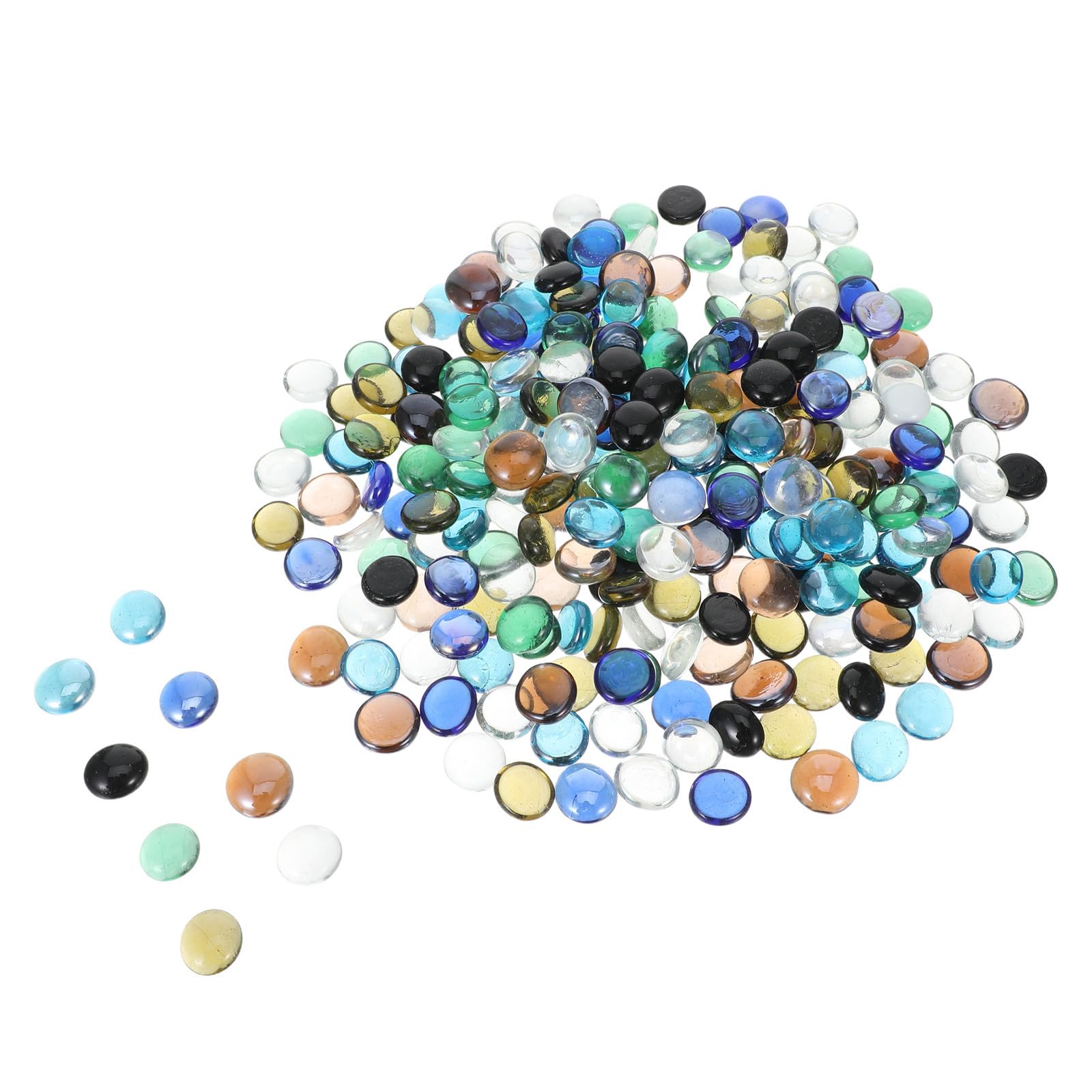 Pietre Decorative in Vetro 4lb, Sassolini Piatti Colorati | Formato Uniforme 17-19mm, Superficie Liscia e Alta Trasparenza, per Micro Paesaggi e Centrotavola Colore Casuale