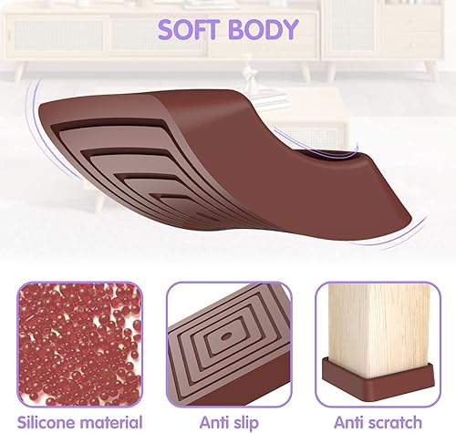 Miniatura 4 de Posavasos, tazas con ruedas, almohadillas antideslizantes para muebles para pisos de madera dura, agarres antideslizantes, tapas cuadradas de