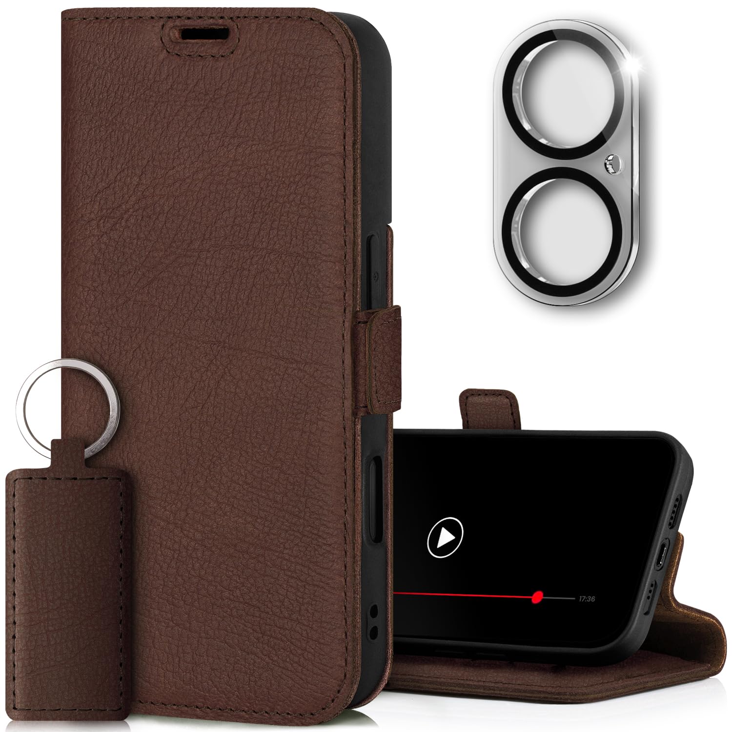 Étui étui à rabat en cuir Apple iPhone 16 Plus de protection fin - 8