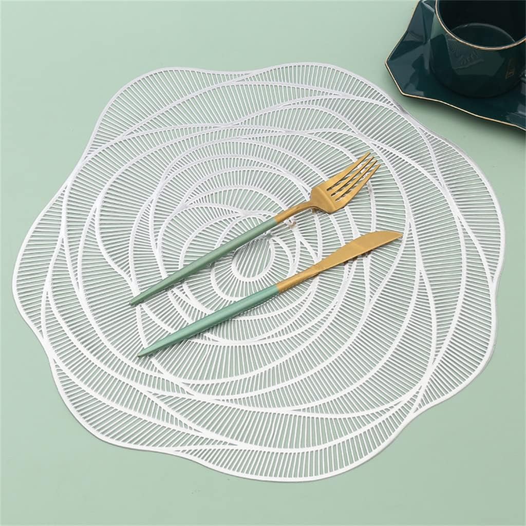 Kitchen 6 Piece Placemats Dining Table Hollow Insulation Mats Holiday Decor Home(Black)