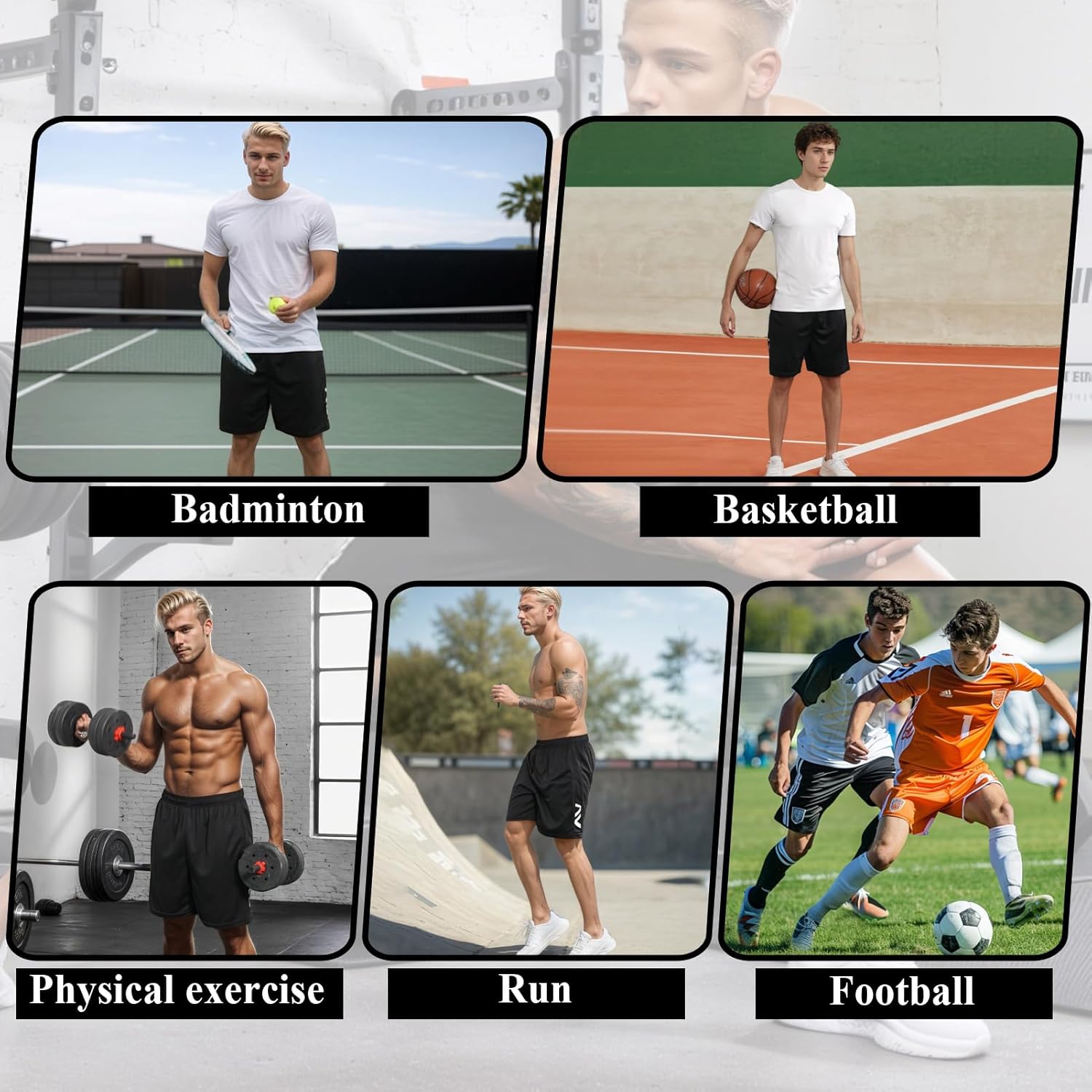 3 Pack Men's Athletic Shorts Elastic Waistband Quick Dry with Pockets Running Workout Gym Tennis Basketball Shorts - Image 5