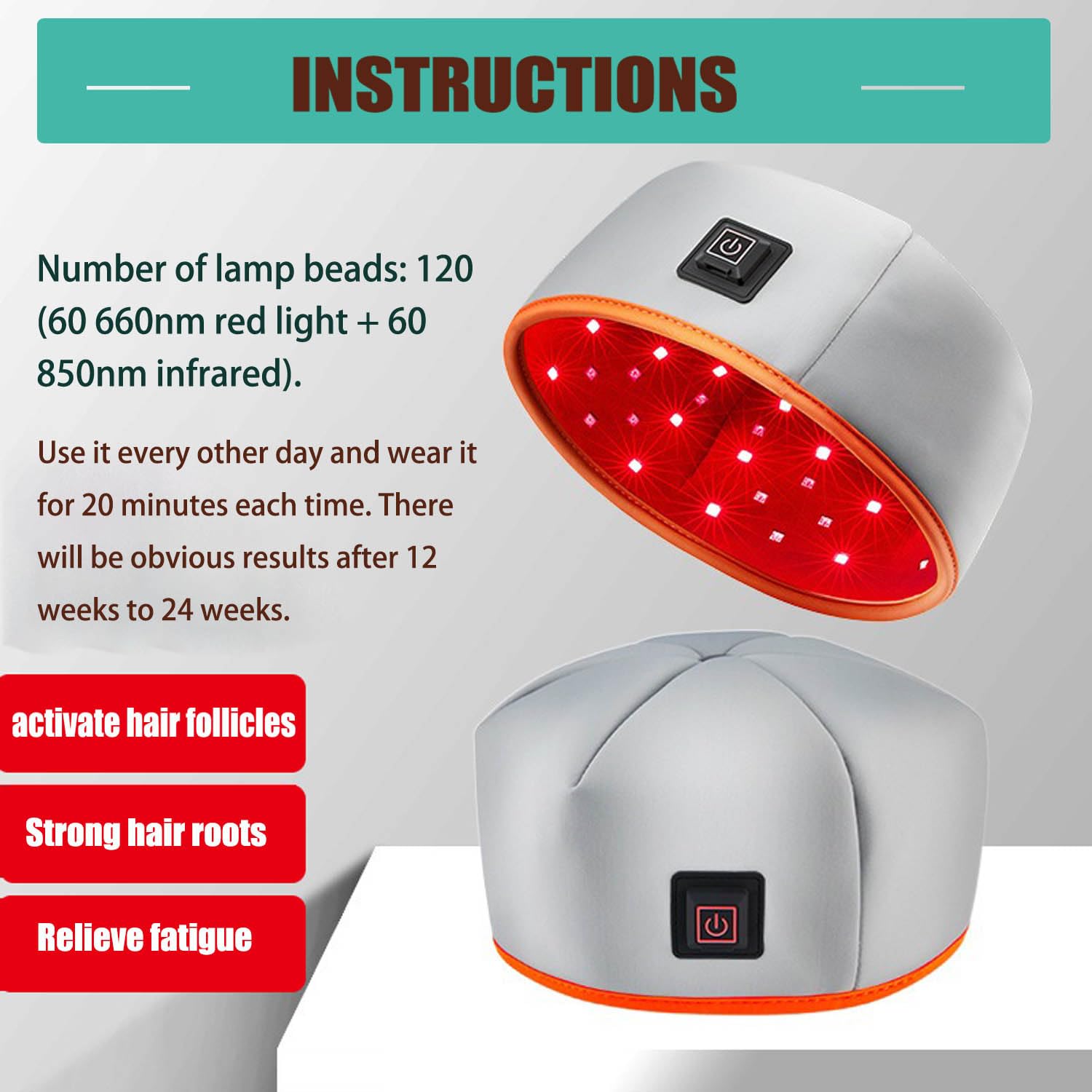 Sistema De Crecimiento Del Cabello Terapia De Luz Roja Tratamiento De Pérdida De Cabello Gorra De Cuidado Del Cabello,Terapia de luz infrarroja for Adelgazar el Cabello. (negro)