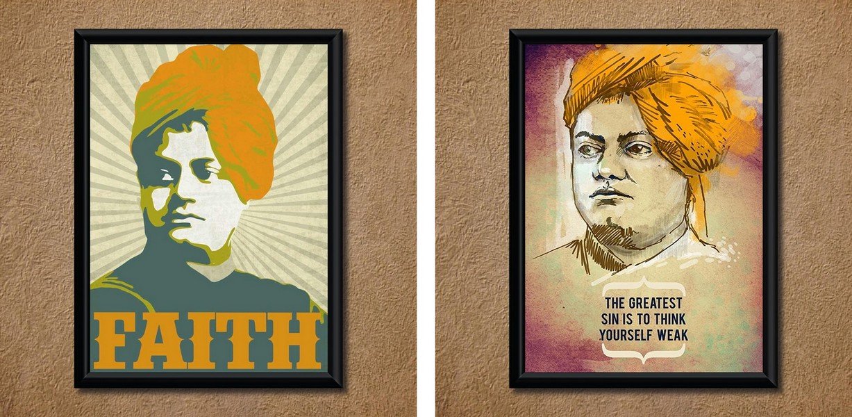 Swami Vivekananda Wall Poster (with Frame) (Combo)