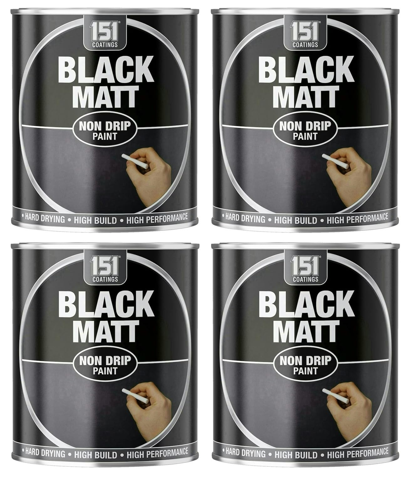 VARNOX, Black Matt Non-Drip Paint 300ml – Hard-Drying, High-Performance Gloss with Durable Hard-Build Formula – Ideal for Wood, Metal & Concrete – Interior & Exterior Use (4PCS)