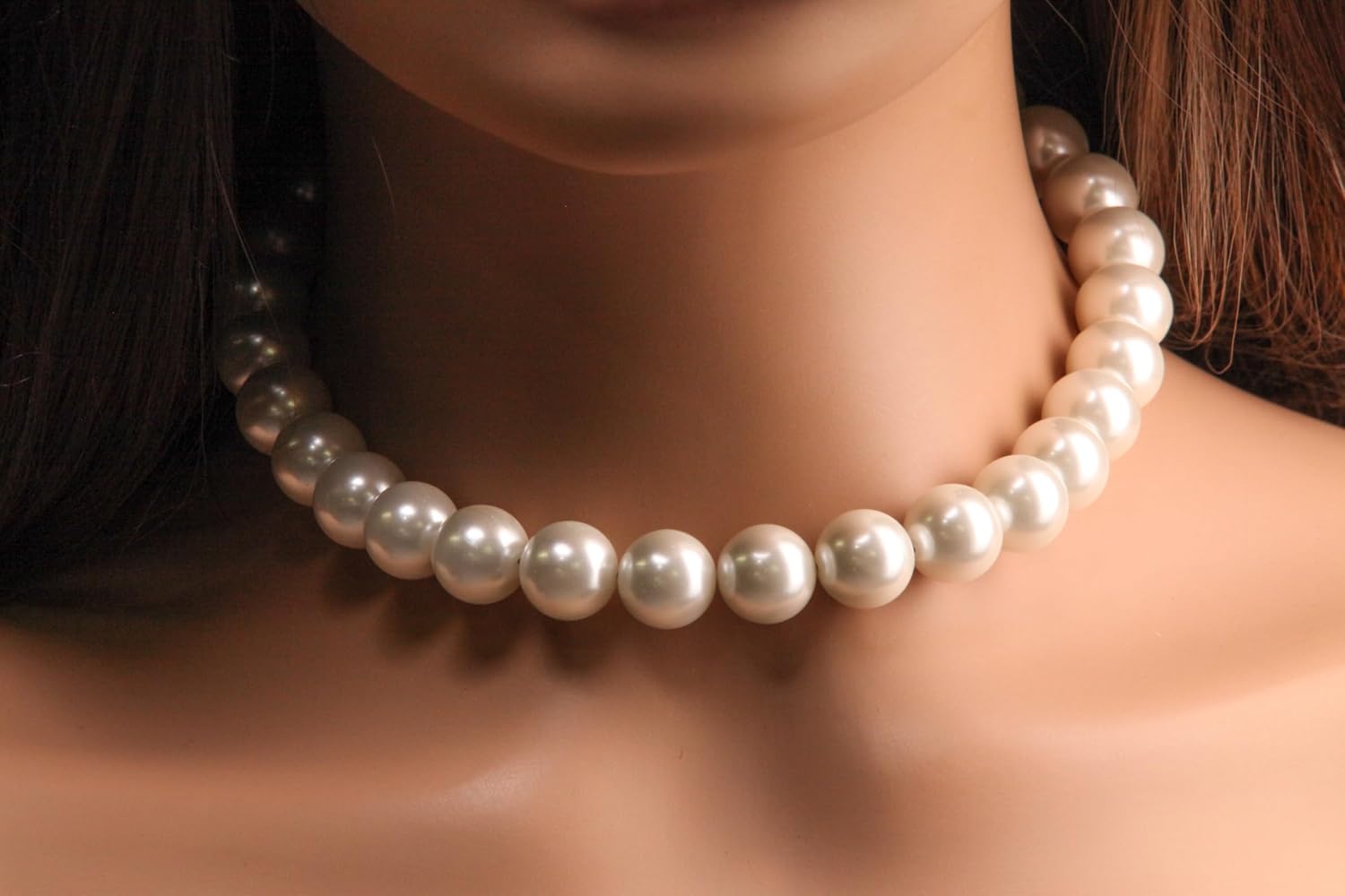 White South Sea Shell Pearl 14mm Large High Luster Statement Necklace, Strong Magnetic Silver Rhodium Ball Clasp Necklace, Bridal