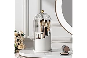 Makeup Brush Caddy,360 Rotating Cosmetic Organizer with Lid