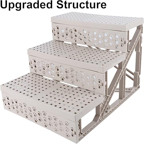 Miniatura 3 de yofit Doggy Steps - Escaleras antideslizantes de 3 escalones para mascotas para gatos y perros, plástico plegable con alfombra lavable que soporta