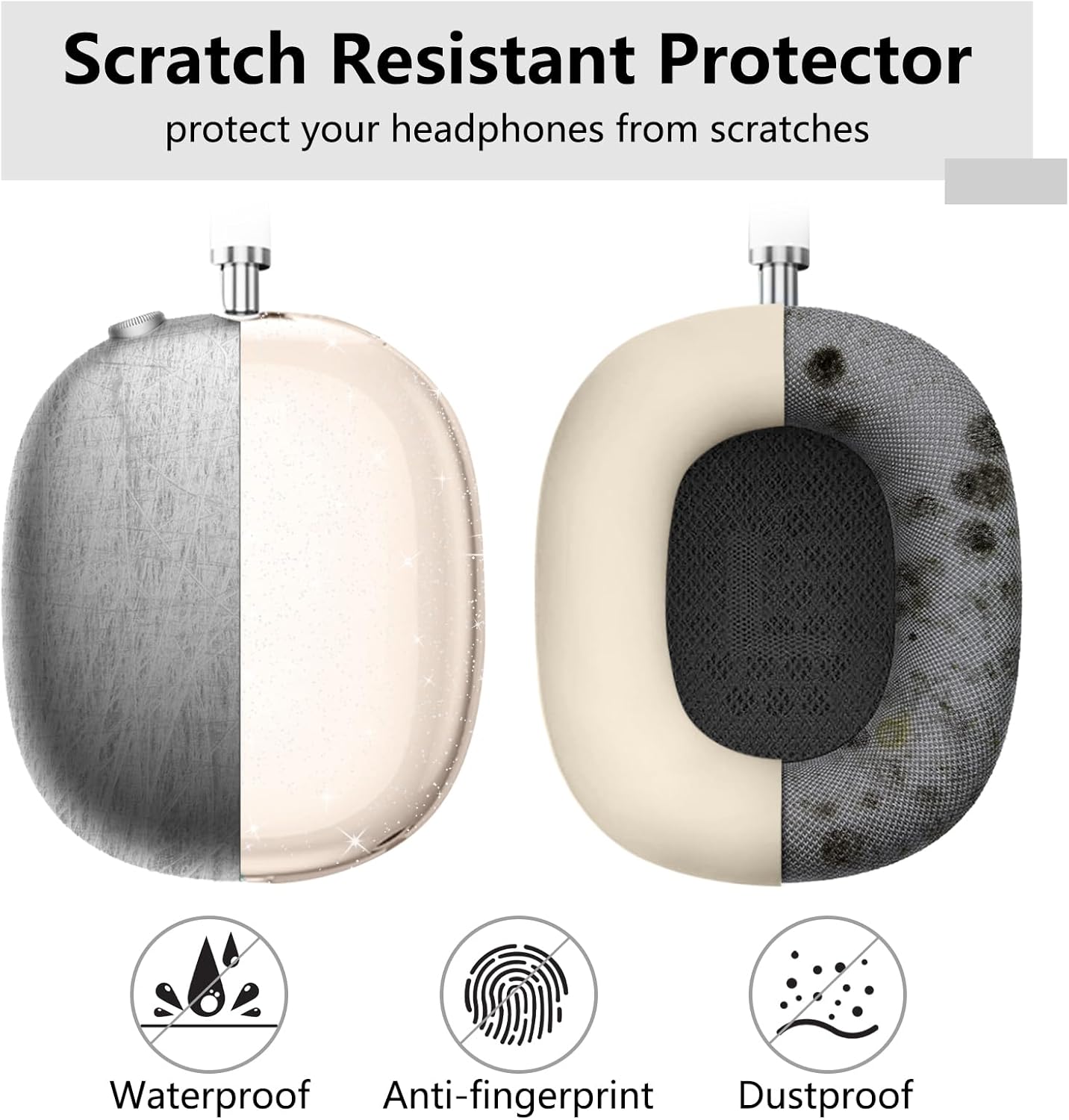 for AirPods Max case Cover,Anti-Scratch Ear Pad Case Cover/Ear Cups Cover/Headband Cover for AirPods Max. Clear Soft TPU and Silicone,Skin Scratch Proof. - Image 4