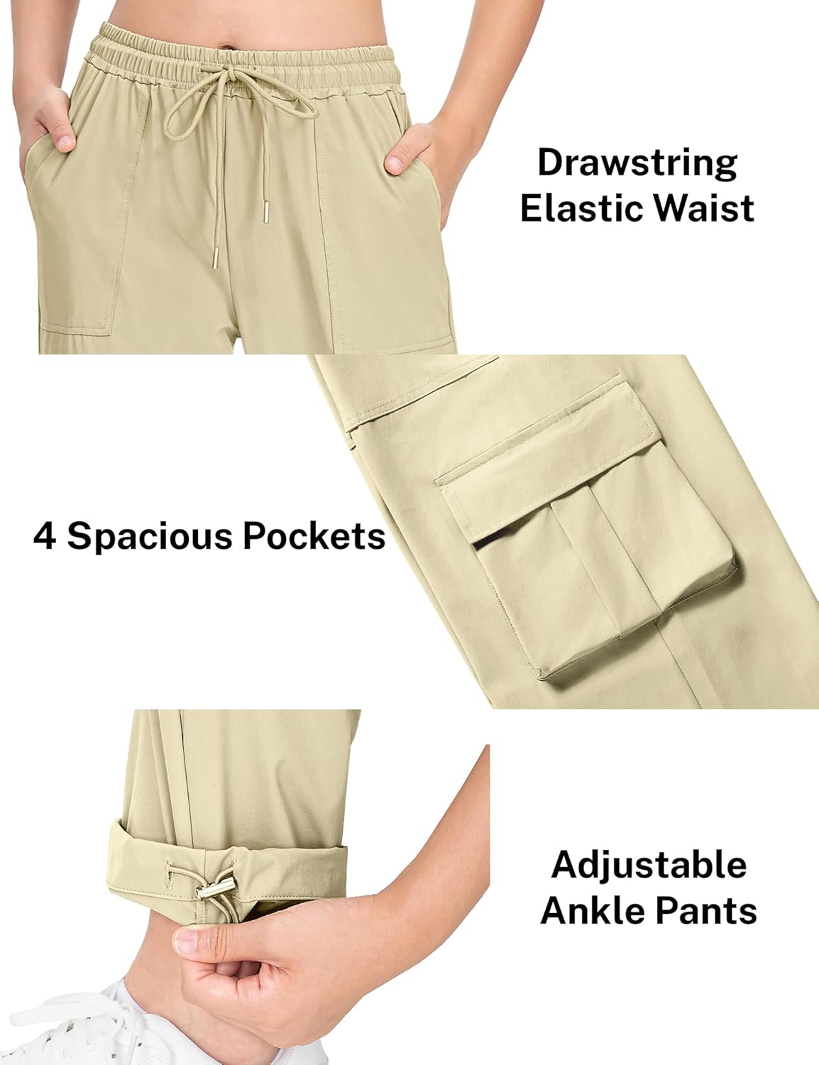 HASMES Girls Cargo Pants Kids Lightweight Hiking Pants Water Resistant Joggers with Pockets 7-15Y - Image 5