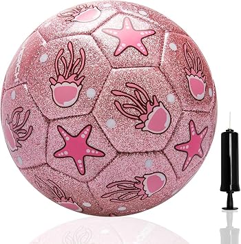 U&C Planet Kids Football Toddlers Football, Size 2 Footballs, Small Ball for Baby, Garden Balls Gift for Toddler Shining Pink Jellyfish
