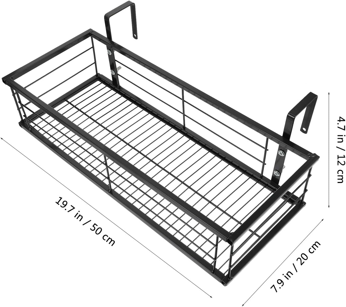 Flowerpot Hanging Rack Black 50cm, Iron Railing Plant Holder for Balcony Outdoor Gardening, Sturdy Hanging Flowerpot Bracket for Patio and Fence