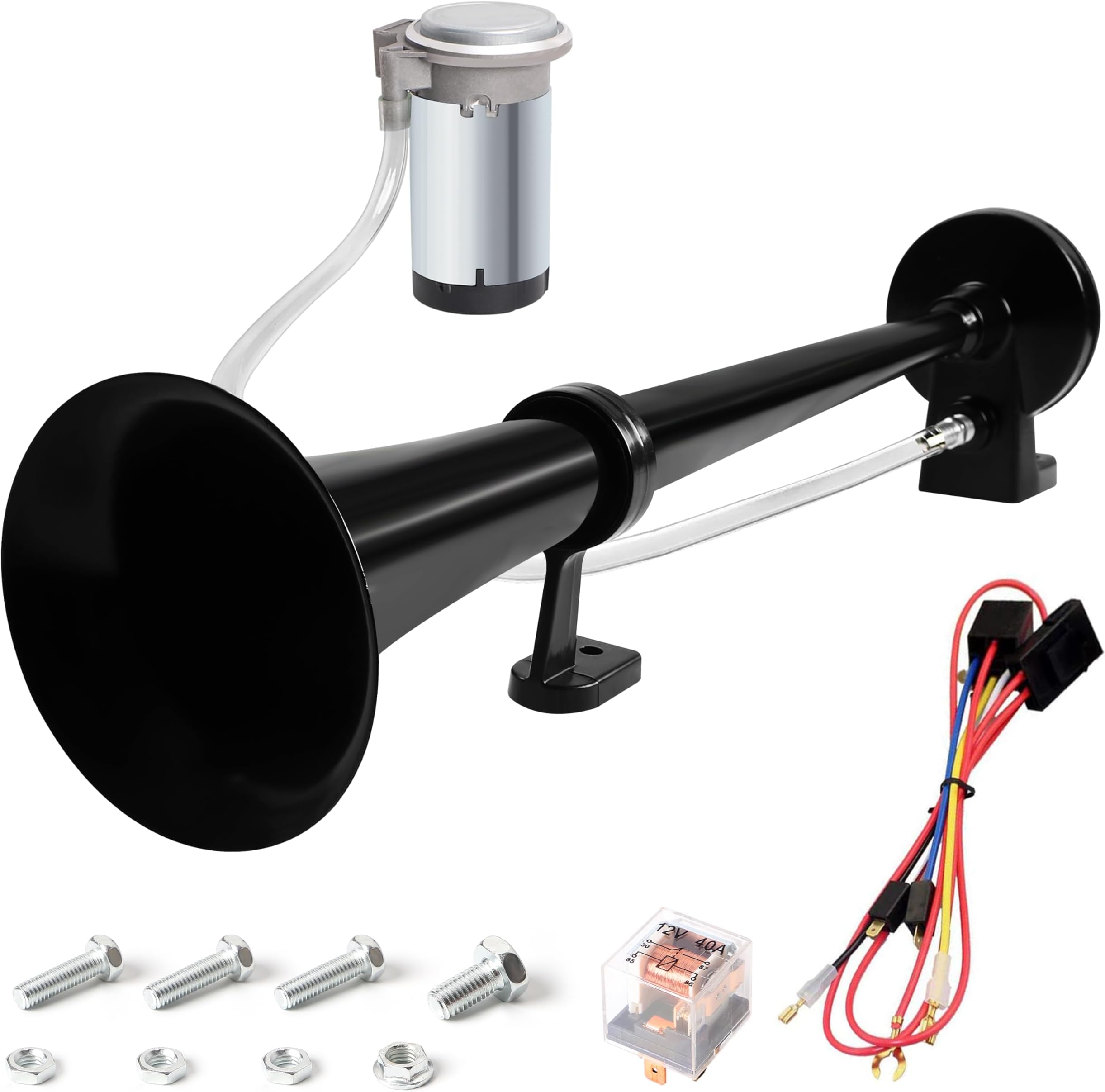 12V Truck Train Air Horn Kit 600DB Dual Trumpets Super Loud