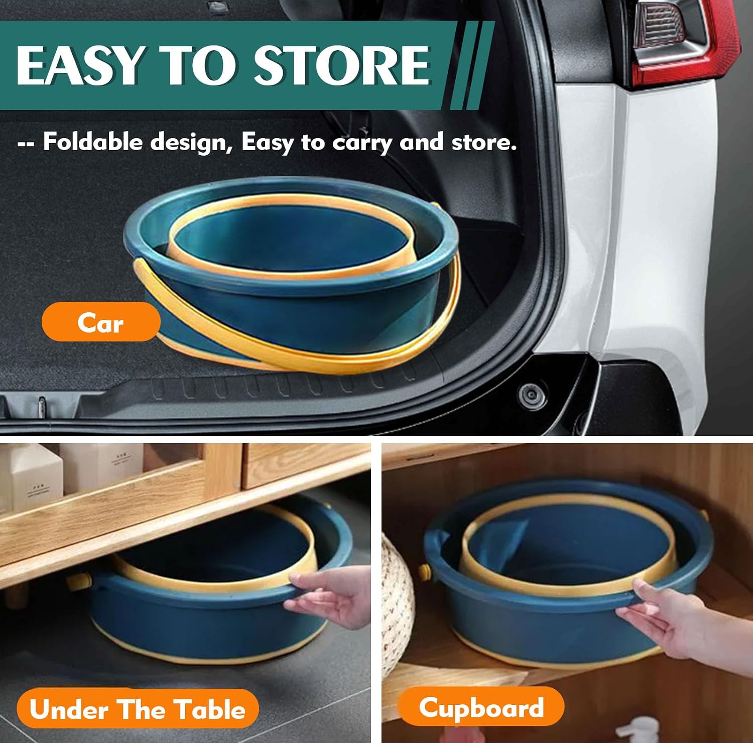 Collapsible Bucket 4.5 Gallon/17L Large Plastic Household Cleaning Mop Buckets Foldable Water Bucket for Car Wash Fishing Camping Beach (Blue-Large)