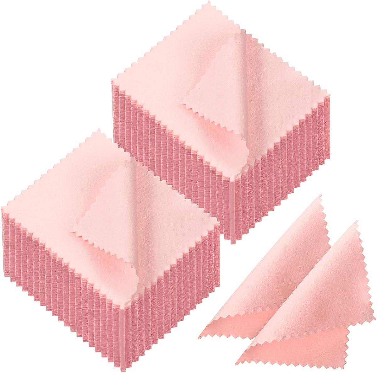 200 Piezas Paño para Pulir Joyas 2.36 x 3.15 Pulgadas Paños de Pulido de Doble Cara Herramientas de Limpieza de Gafas de Plata para Oro Plata y Platino Joyas Reloj Monedas Gafas(Rosa)
