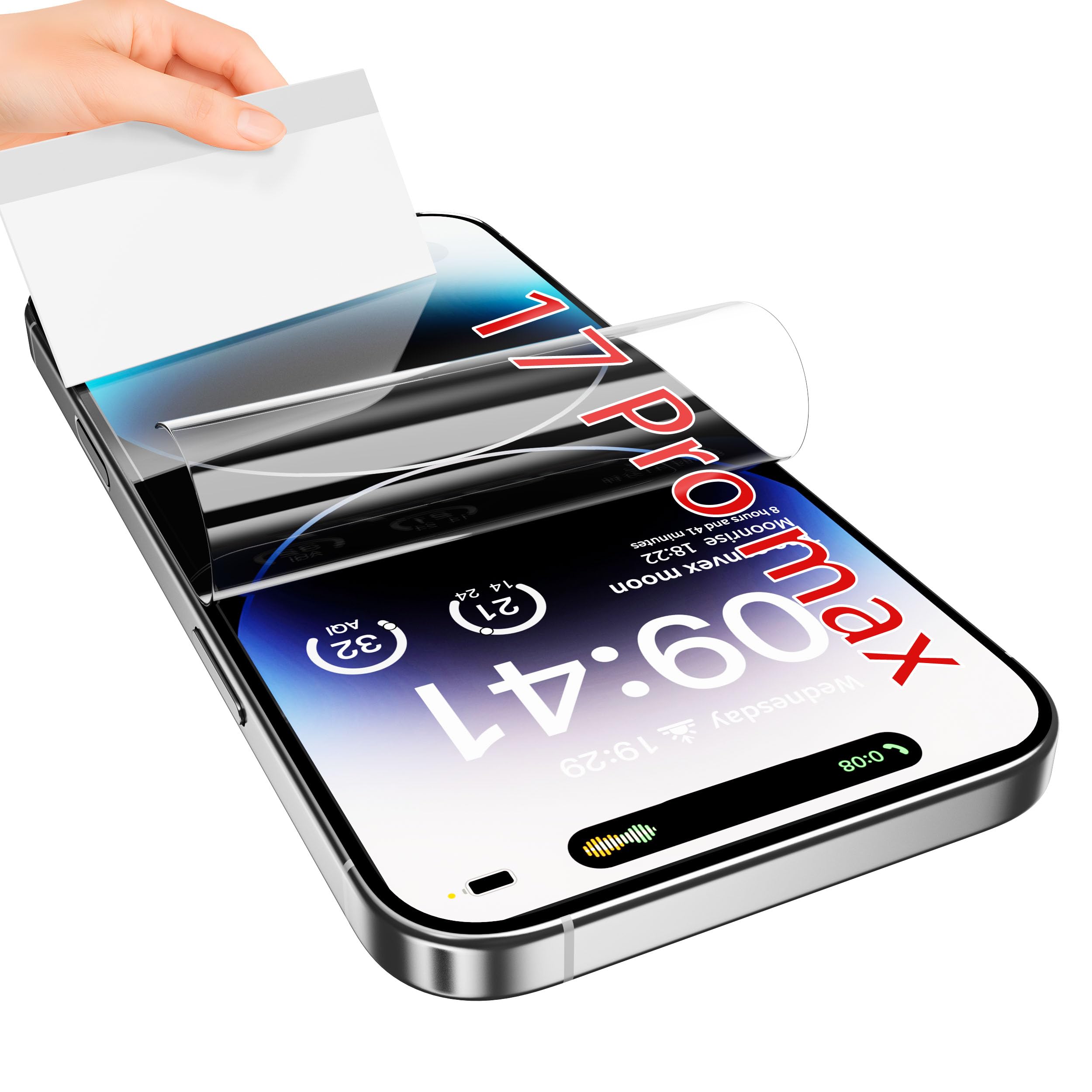 JUVENPROTO 3 Stück TPU Displayschutzfolie, Entsperren per Fingerabdruck, HD, kratzfest, blasenfrei, ultradünn, einfache Installation