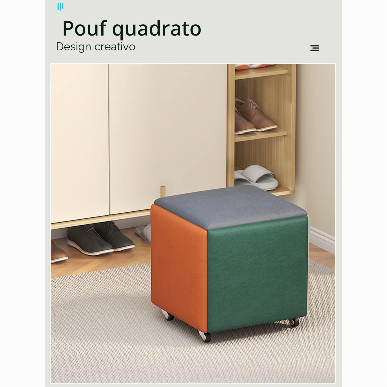 Trasforma il tuo spazio abitativo con la versatile poltrona ottomana 5 in 1 a cubo, impilabile con ruote girevoli e sgabello quadrato in tessuto tecnologico per soggiorno/sala da pranzo