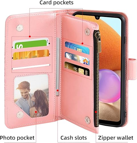 Miniatura 10 de Asuwish Funda compatible con Samsung Galaxy A32 4G de 6.4 pulgadas y protector de pantalla de vidrio templado, funda de cuero con tapa para teléfono