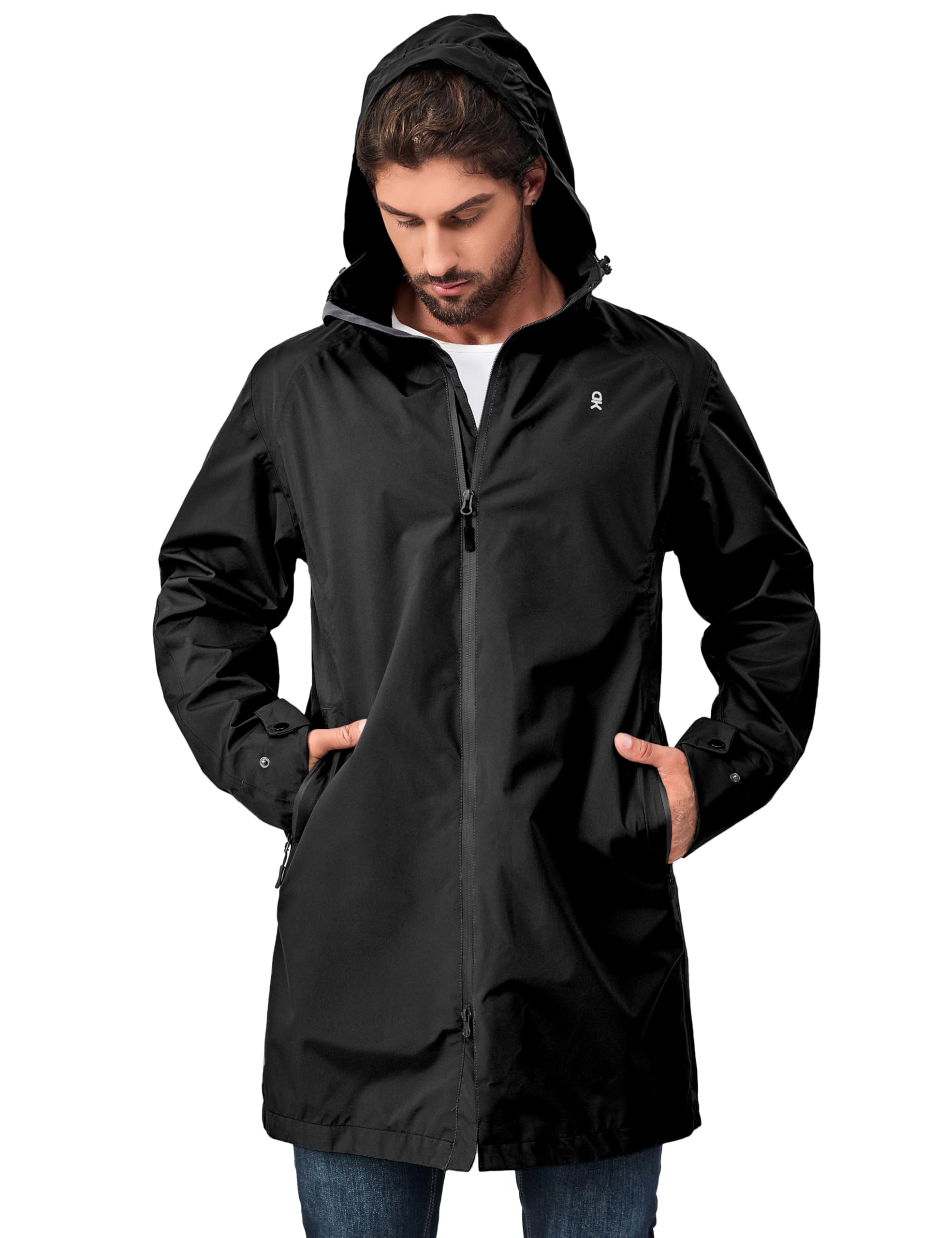 Little Donkey Andy Regenjacke Herren Wasserdicht Atmungsaktive Regenjacke Leichte Winddicht Outdoor leichte Regen Shell Berg Windbreaker langer Mantel für Wandern, Golf, Reisen