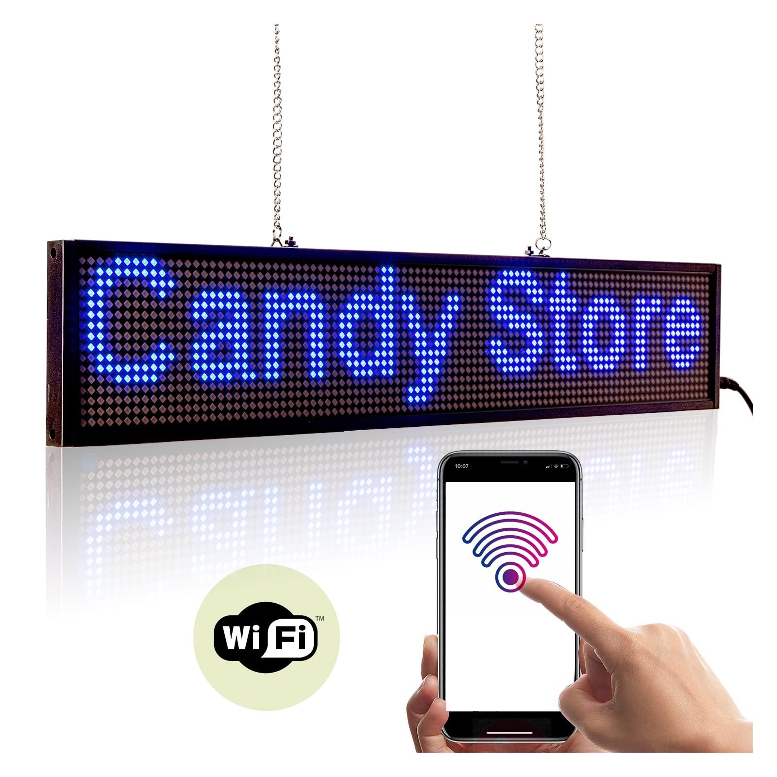 Panel LED Ekran wyświetlacza LED P5 50 CM/USB LED Otwarty znak Niestandardowy programowalny przewijany tekst Reklama Regulowane jasne światło panelu do samochodu, baru, hotelu, ciężarówki(Chain,Mixe