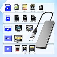 Vista 3 de CFast Card Reader, 5Gbps USB C CFast2.0 Card Reader CFast/SD/Micro SD/XD/Compact Flash Read 5 Cards Simultaneously, Sony XD Card SanDisk C-Fast Card