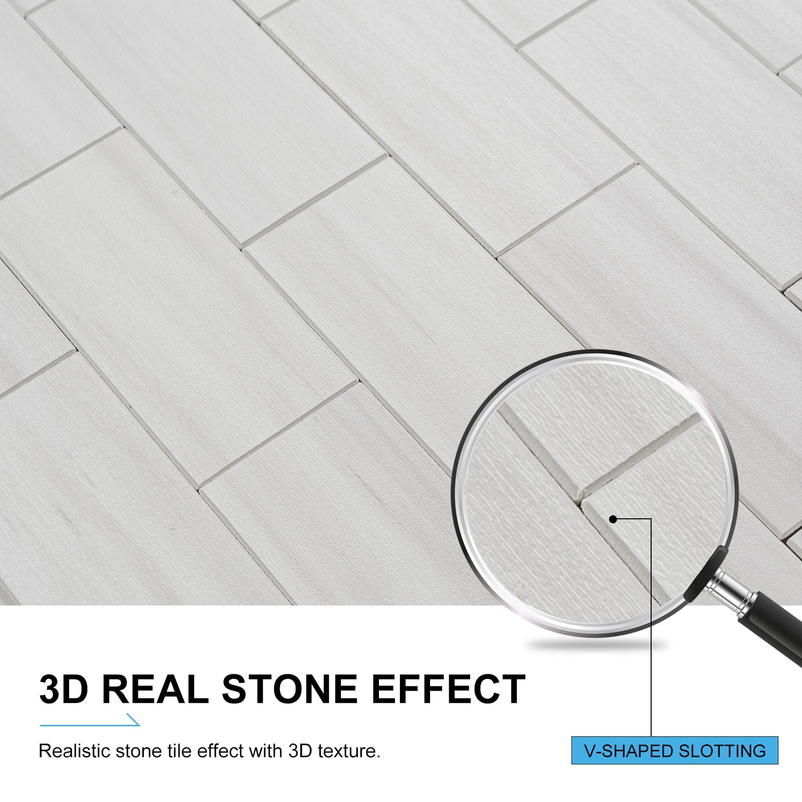 V-MOZZA Peel and Stick Backsplash, 20-Sheet Peel and Stick Wall Tiles 13.5" x 5.8" PVC Subway Tile Stick on Backsplash for Kitchen Fireplace (Italian White Marble)