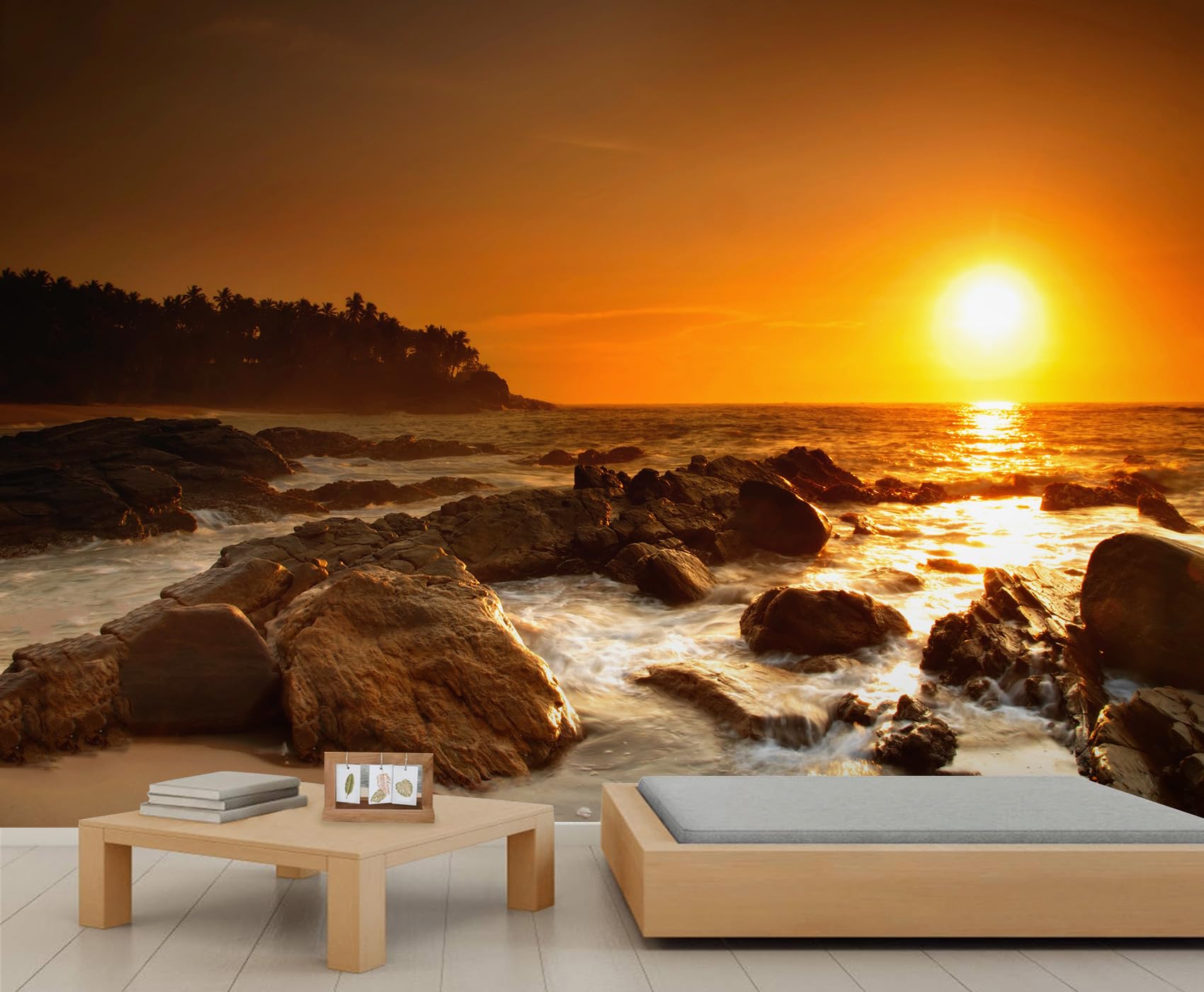 Paysage marin naturel en papier peint panoramique pour décoration murale d'hôtel