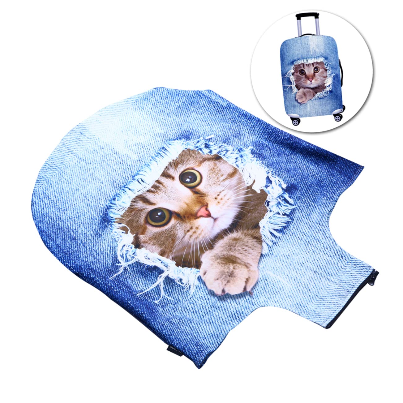 COLLBATH 2 Stück Kofferhüllen Mit Tier-Design Dehnbar Mit Katzen-Print Für 18-20 Zoll Große Taschen