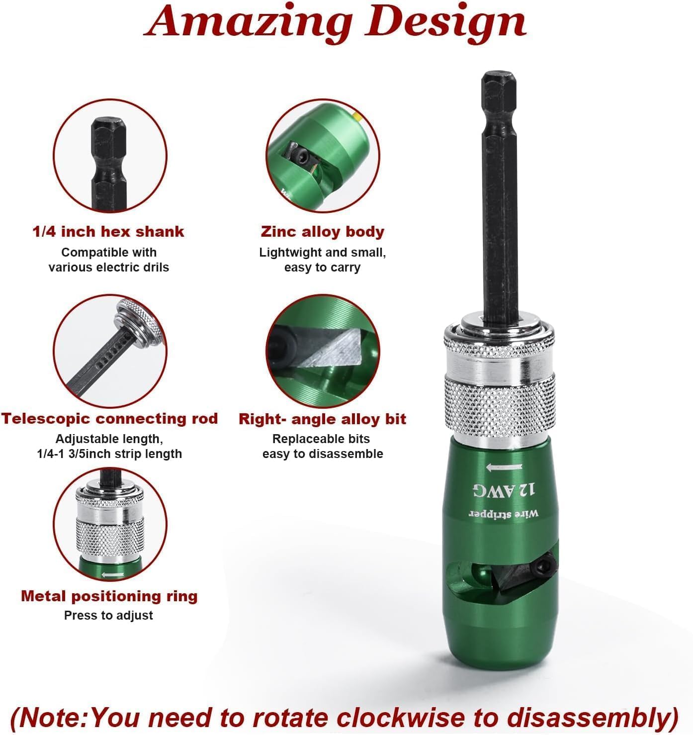 Wire Stripper for Drill, 2025 Upgraded Wire Stripper Tool & Wire Twister Electrician Tool, Automatic Wire Stripper Connector Toolbox, Wire Stripper Rotating Wire Stripping Twisting Tool (5PCS)