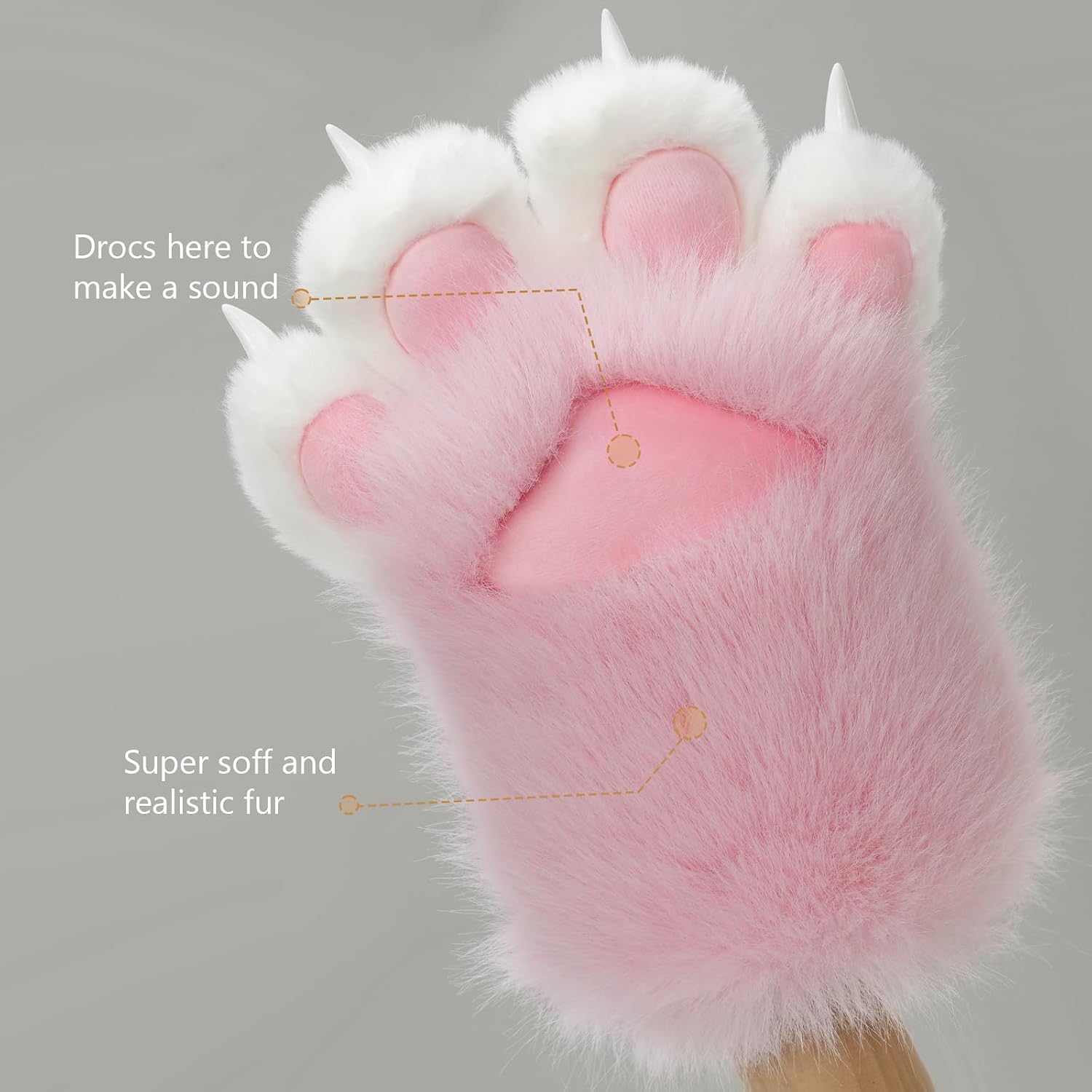Furry Paws Gloves Soft Claw Finger Gloves for Furry Costume, Perfect for Cat and Fox Fursuit Paws