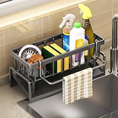 Dishes Sponge Organizer Sponge Tray for Kitchen Sink Storage and Organization Sink Caddy Organizer Auto Draining Tray Household