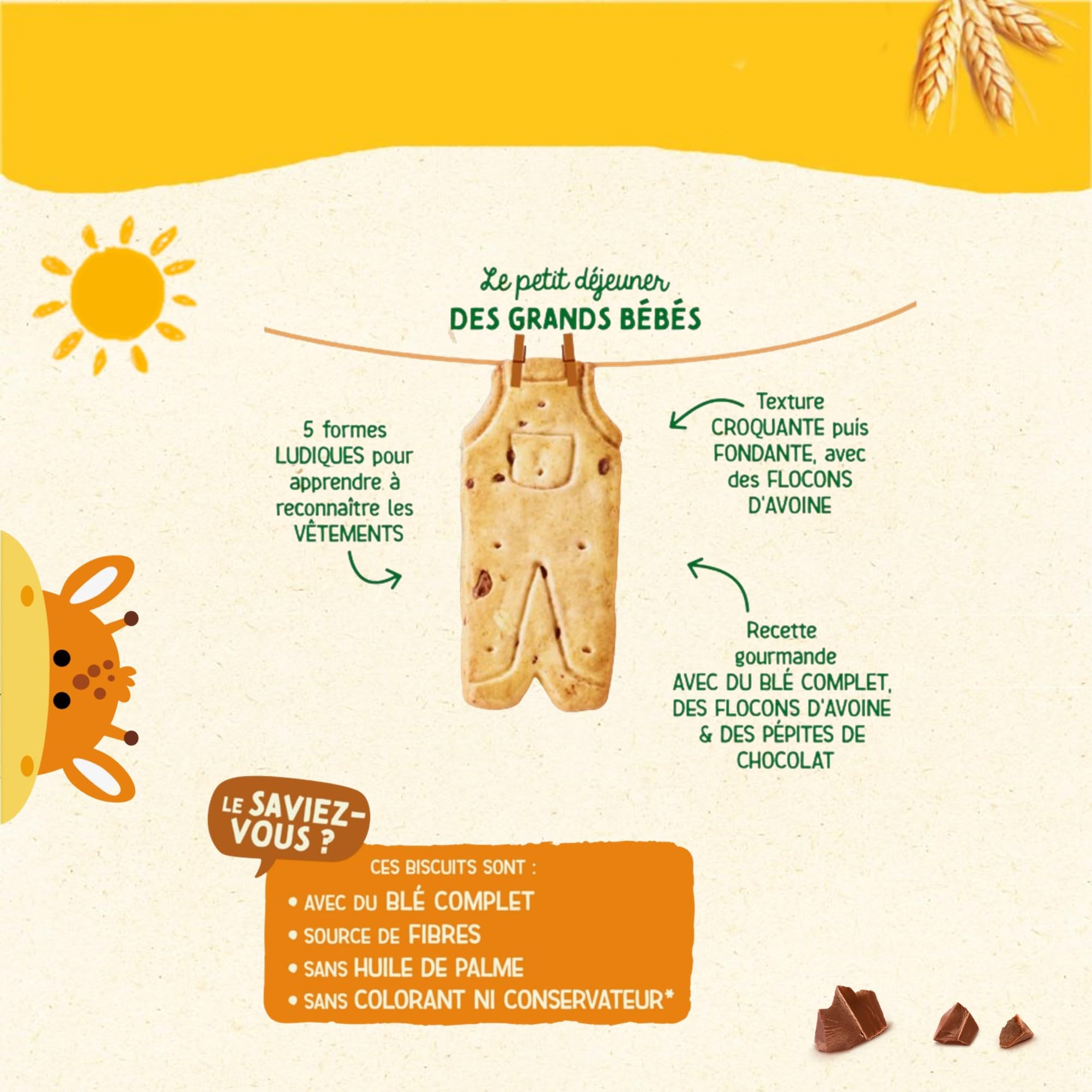 Blédina Mini Matin, Biscuits Multicéréales pour bébé, Dès 15 Mois, Pépites de Chocolat, 168g (Lot de 10)