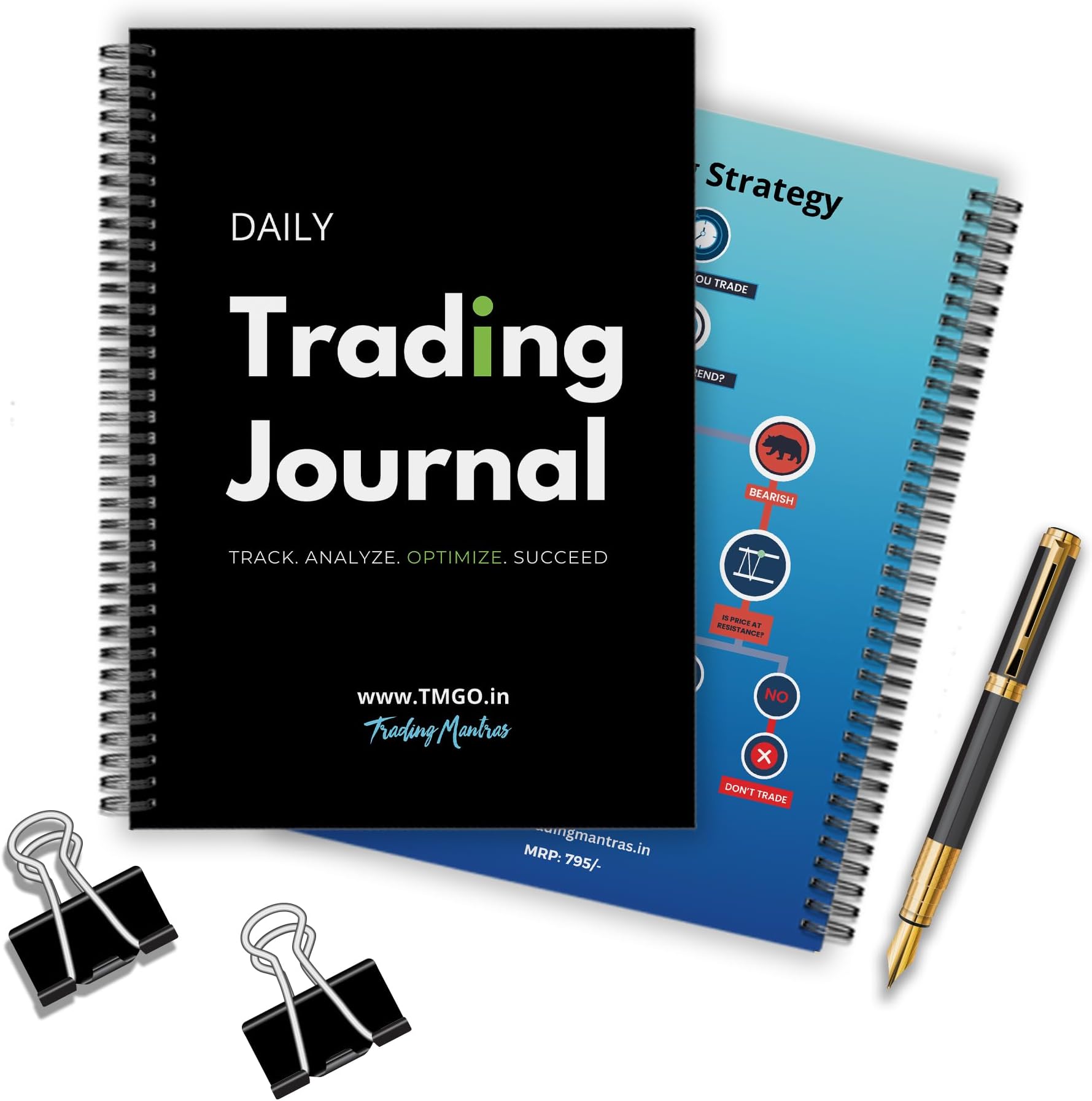 Trading Mantras Stock Trading Journal Notebook -Durable Wire-O Bound, Trading Journal Book For Daily Reflection|Essential Technical Analysis&Stock Market Strategy Companion, 180 Pages