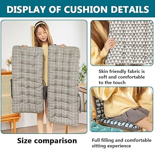 Juego de cojines para sillas de oficina con respaldo alto, almohadillas para sillas de comedor y mecedoras para interiores y exteriores con lazos