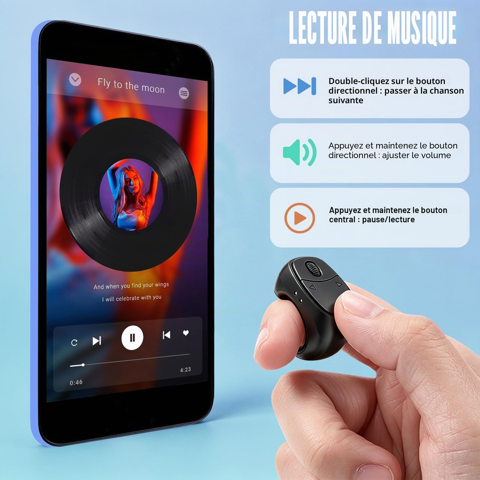 Anneau de Défilement Bluetooth TikTok,Tourne-Page à Distance | Contrôleur Mobile Selfie Lazy avec Chargeur, Appareil Photo, Enregistrement Vidéo pour Tablettes, iOS, Android
