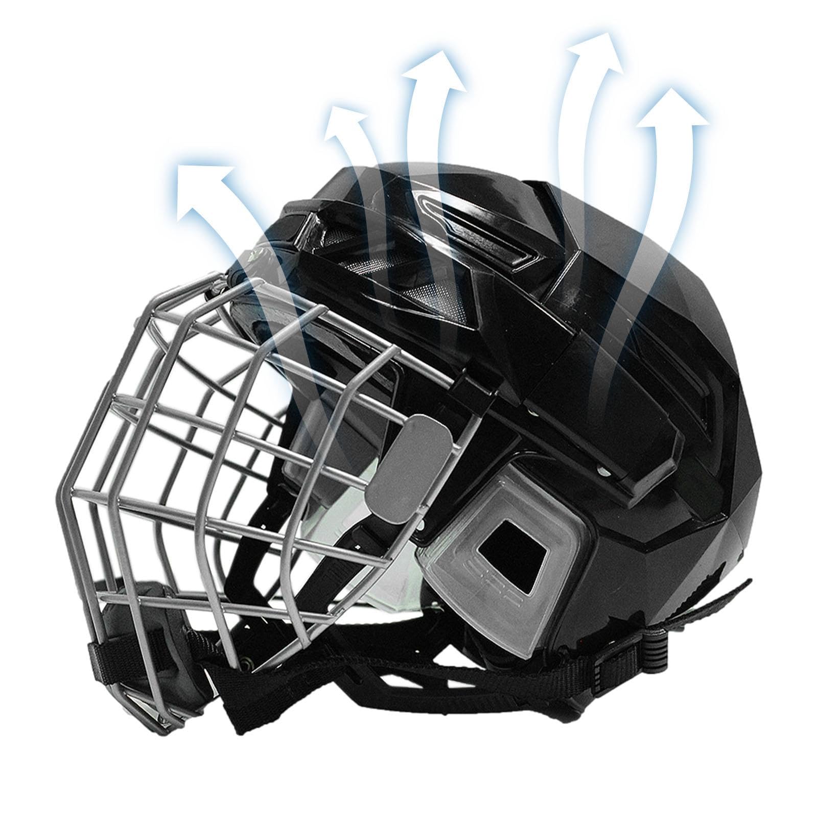 Casques de hockey pour adultes, casques de gardien de but de hockey sur route avec protection du visage de hockey | Protection du visage, équipement respirant et protecteur, équipement sûr et