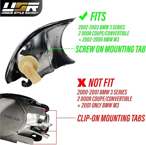 Miniatura 3 de DEPO E46 - Luces de esquina 2D con actualizaciones LED, lámparas de señal de giro de esquina roscadas Euro Smoke (izquierda + derecha) compatibles