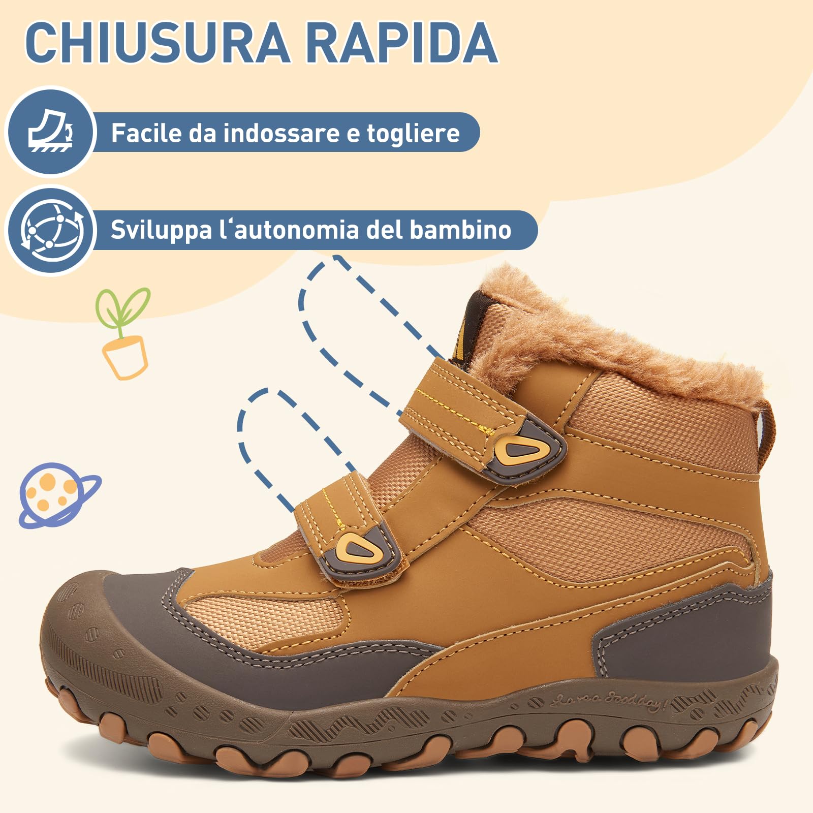 Mishansha Scarpe Invernali Bambini Antiscivolo Stivaletti Neve Bambina Caldo da Trekking Bambino 24-38 EU