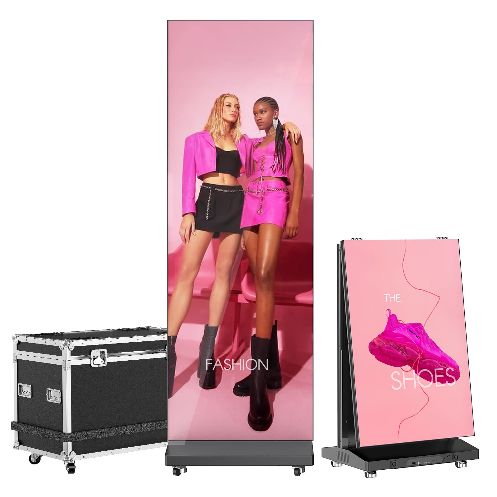 MWE 80 Zoll P1.86 Spleißbar LED Bildschirm mit Flightcase, Klappbarer Digitaler Kundenstopper mit Veröffentlichungssystem, Geeignet für Produktdisplays, 1 Einheit