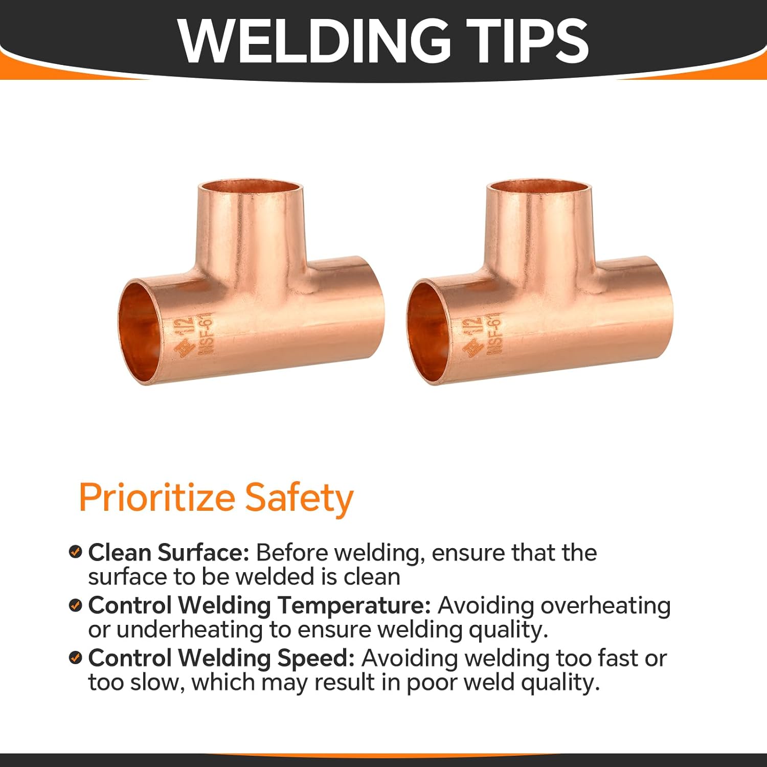 30-Pack HeSun Copper Fittings, 1/2"X1/2"X1/2" Copper Tee, C x C x C with Sweat Solder Connection(COPPER010)