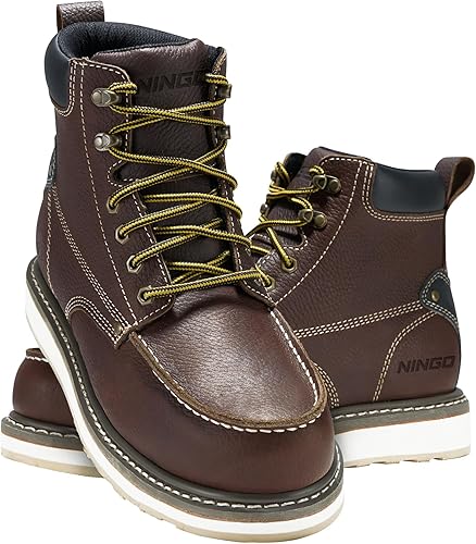 Miniatura 4 de HISEA Botas de trabajo para hombre, botas de acero con punta suave, 6 pulgadas, impermeables, antideslizantes, industriales y de construcción, 7