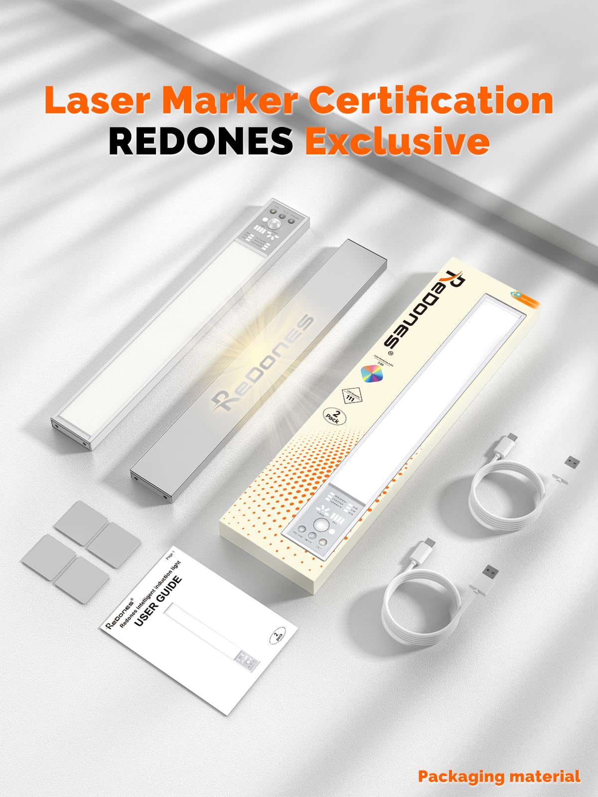 Unterschrank-Beleuchtung – 2500 mAh LED-Bewegungsmelder-Licht für den Innenbereich, 2 Stück, 30,5 cm, 3 Farbtemperaturen, 111 LEDs, kabellos, USB, wiederaufladbar, für Küchen-/Schrankleuchten