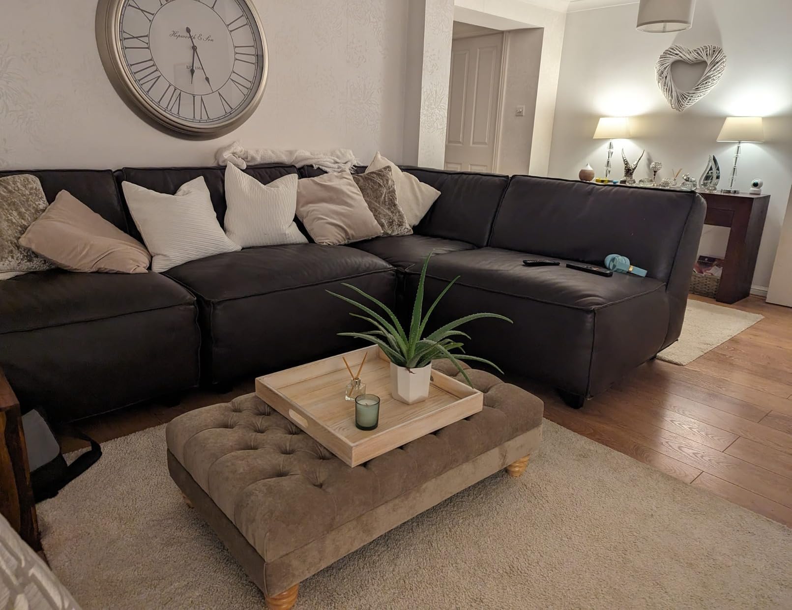Handmade Extra Large Chesterfield Upholstered Footstool Coffee Table by Handmade Bedroom Furniture (Feet Style - 4, Mink)