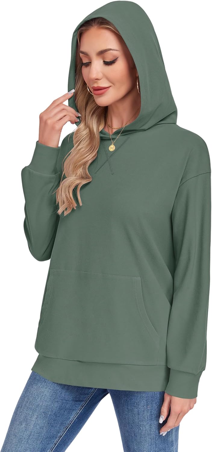 AUSELILY Women's Crewneck Hoodies Oversized Sweatshirt Long Sleeve Pullover Sweatshirts with Pockets X Decoration 2026 - Image 2