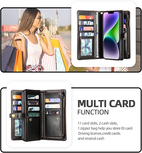 Miniatura 2 de QIXIU Funda tipo cartera para iPhone 13, funda para iPhone 13 con tarjetero, funda de cuero para iPhone 13 para mujeres y hombres, funda premium