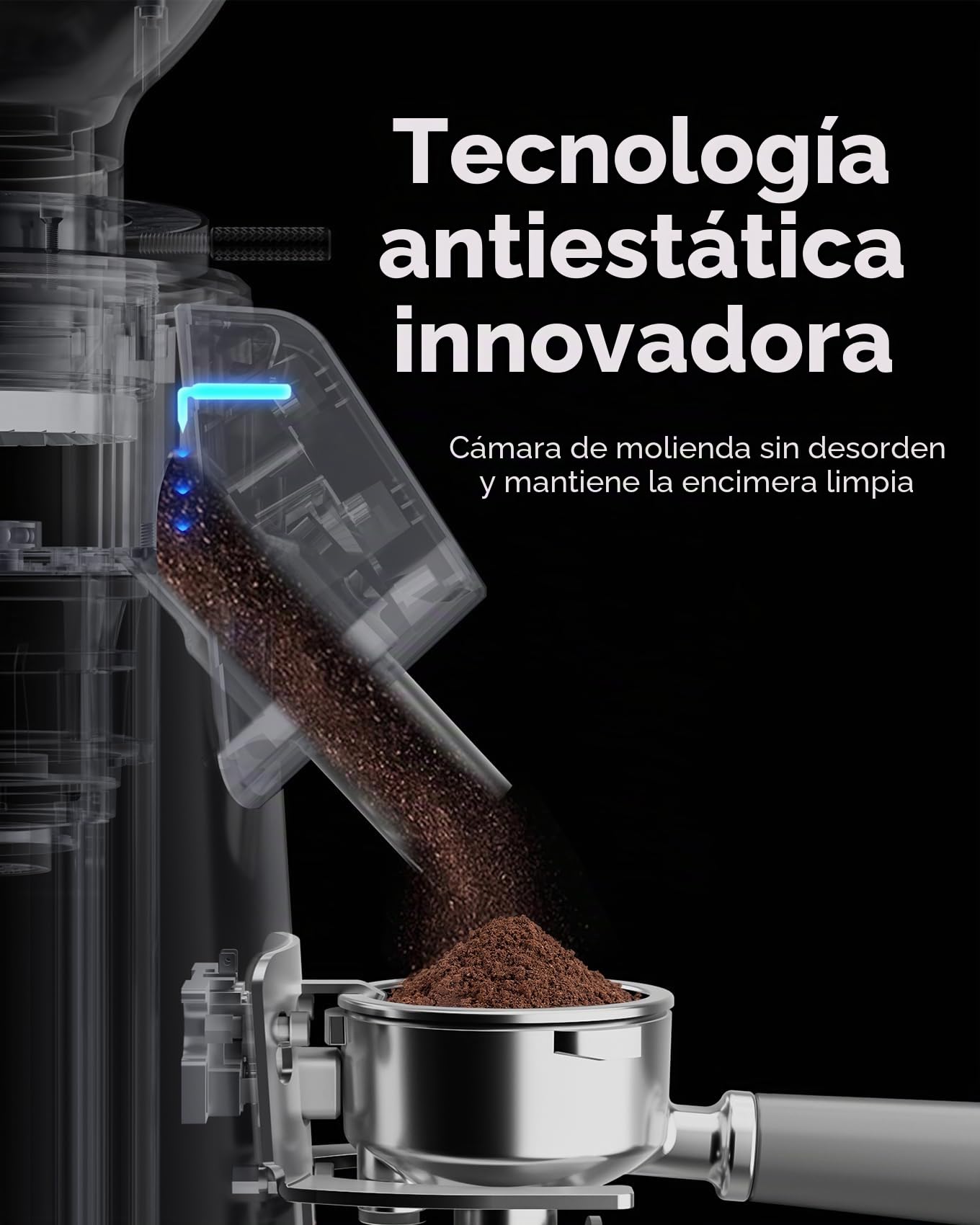MOKKOM - Molinillo de café profesional de rebabas planas de 64 mm con 100 ajustes de molienda, cuerpo de acero inoxidable totalmente metálico, molinillo de granos de café con temporizador electrónico