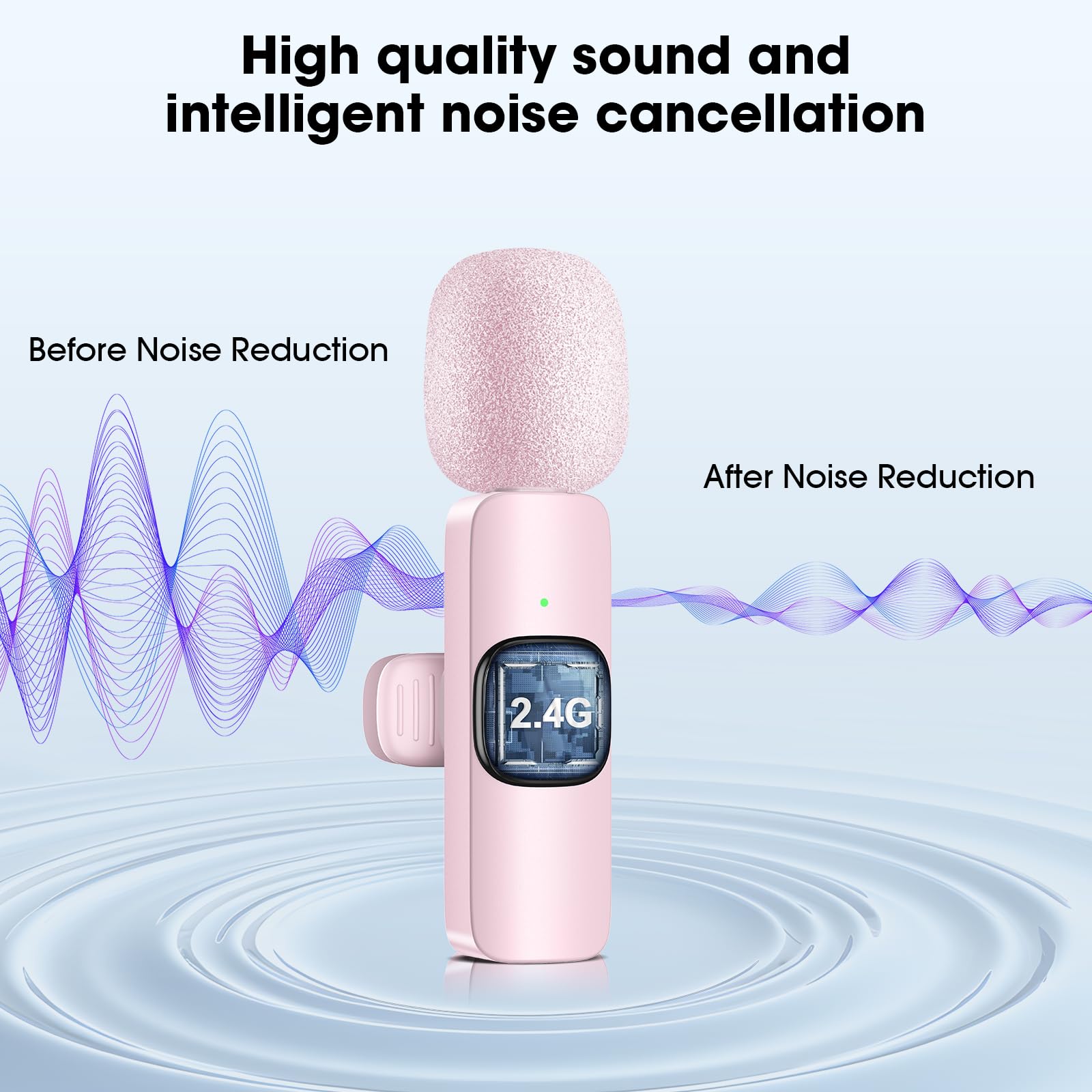 HMKCH Wireless Microphone for Android Phone/iPhone/Laptop, Lavalier Microphone for Video Recording Vlog, Live Broadcast (Pink) - Image 4
