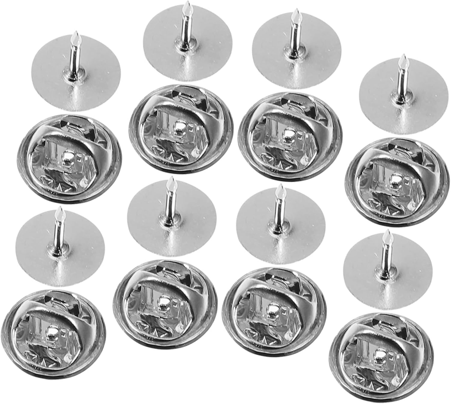 20Pcs Stainless Steel Pin Backs Flat Lapel Brooch Backing for DIY Jewelry Making Badge Pins Tie Tack Replacement Locking Clasp Accessories