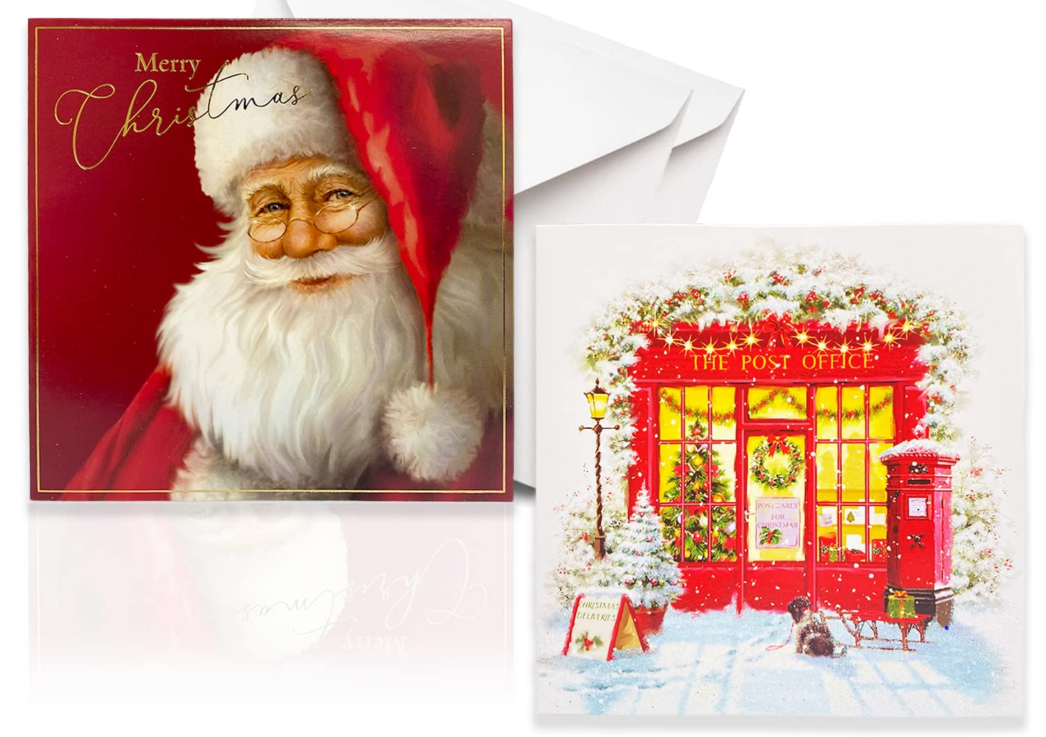 Bulk Pack Traditional Santa and Post Office Christmas Cards Boxed Assorted Festive Theme